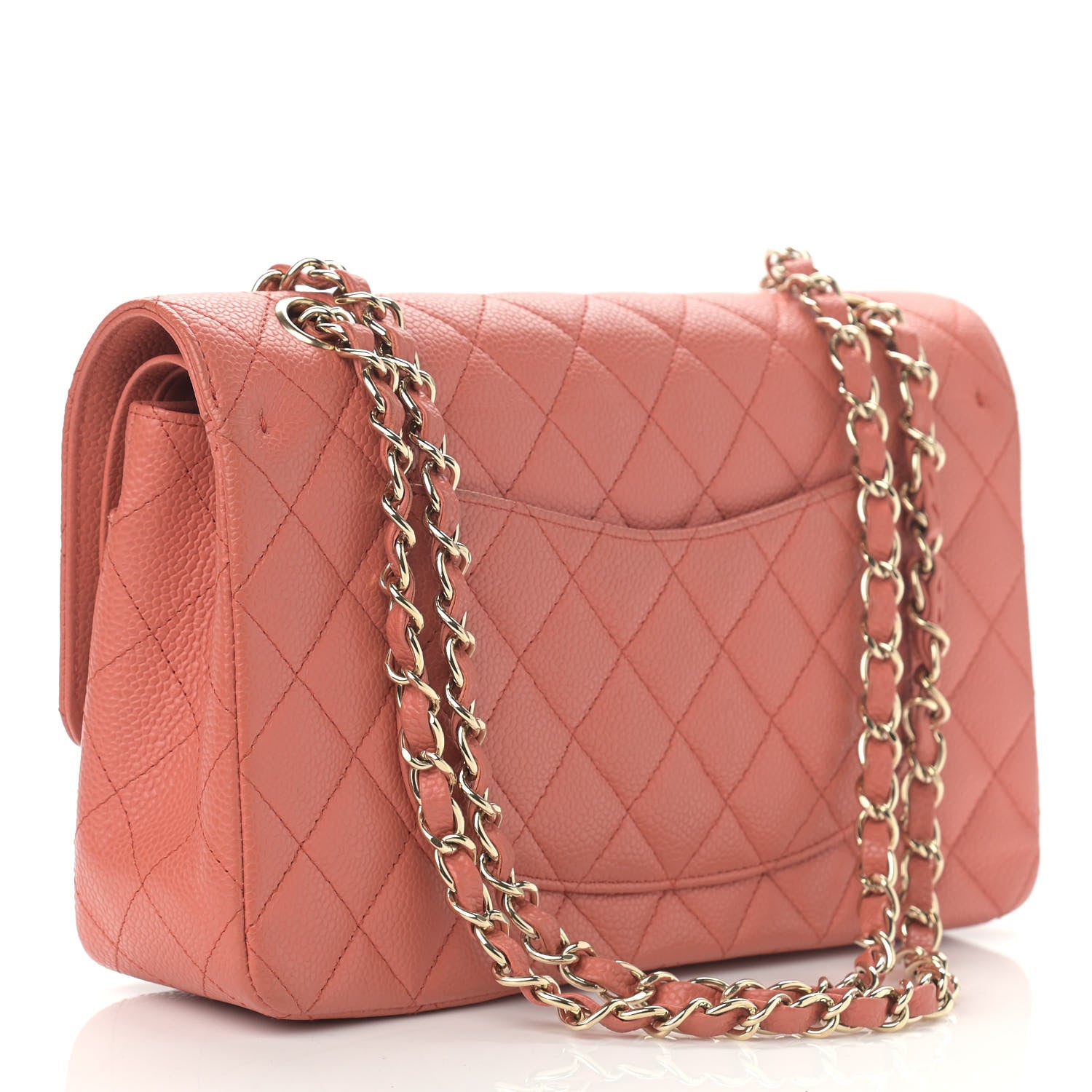 Chanel Caviar Quilted Medium Double Flap Coral 3 of 14