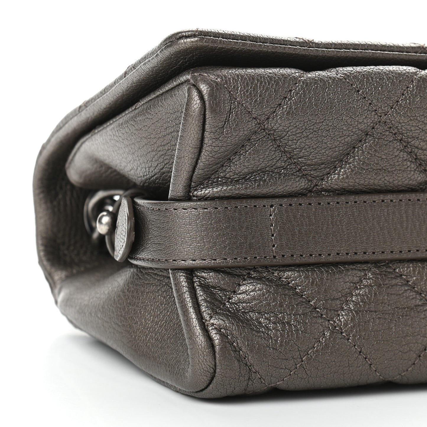 Metallic Goatskin Quilted Medium City Rock Flap Silver