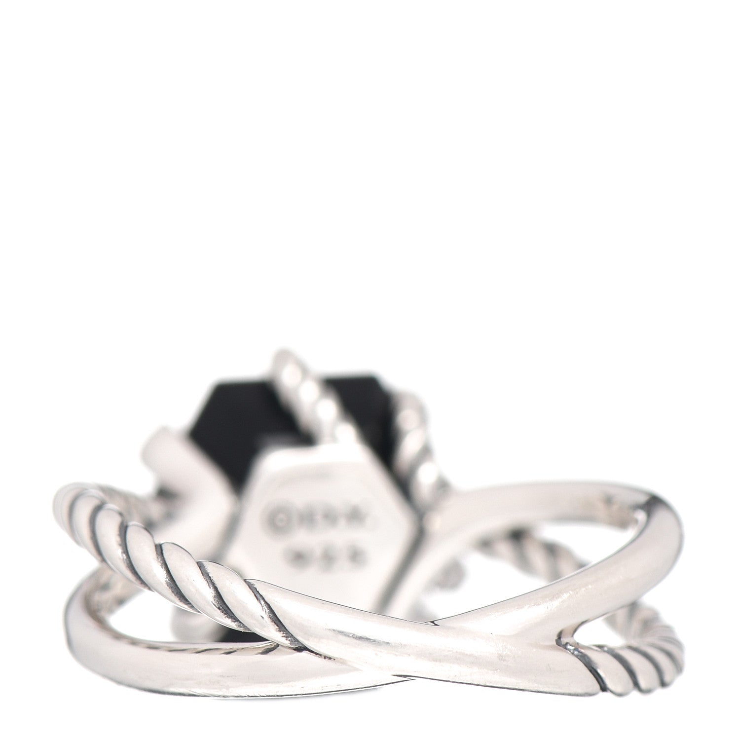 David Yurman Sterling Silver Diamond Black Onyx 10mm Cable Wrap Ring 54 7 4 of 5