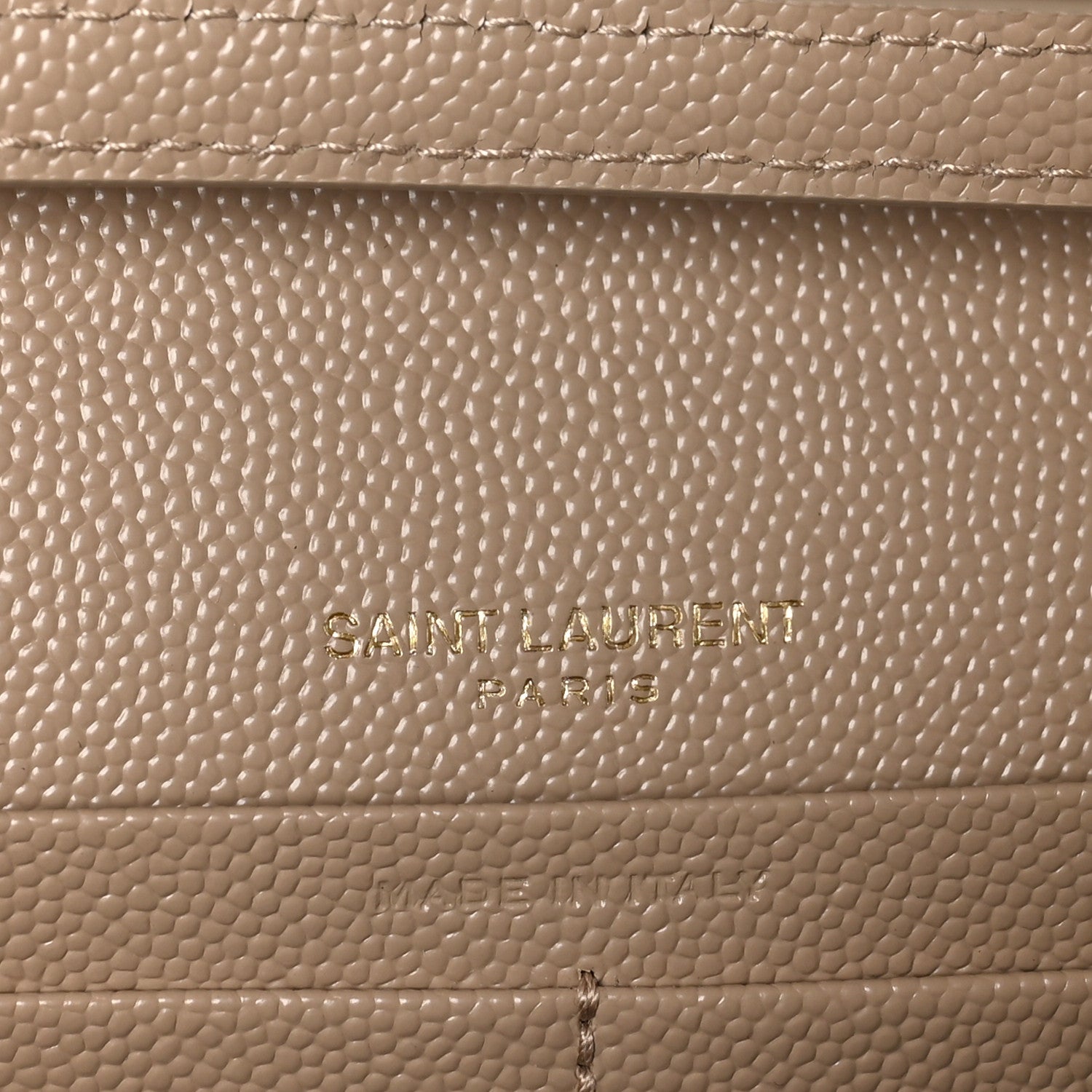 Saint Laurent Grain De Poudre Matelasse Chevron Monogram Chain Wallet Dark Beige 6 of 9