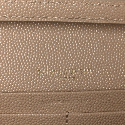 Saint Laurent Grain De Poudre Matelasse Chevron Monogram Chain Wallet Dark Beige 6 of 9