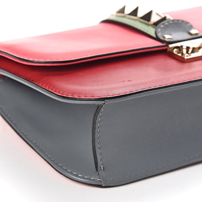 Valentino Garavani Vitello Medium Glam Lock Rockstud Flap Deep Rose Scarlet Grey Green 7 of 10