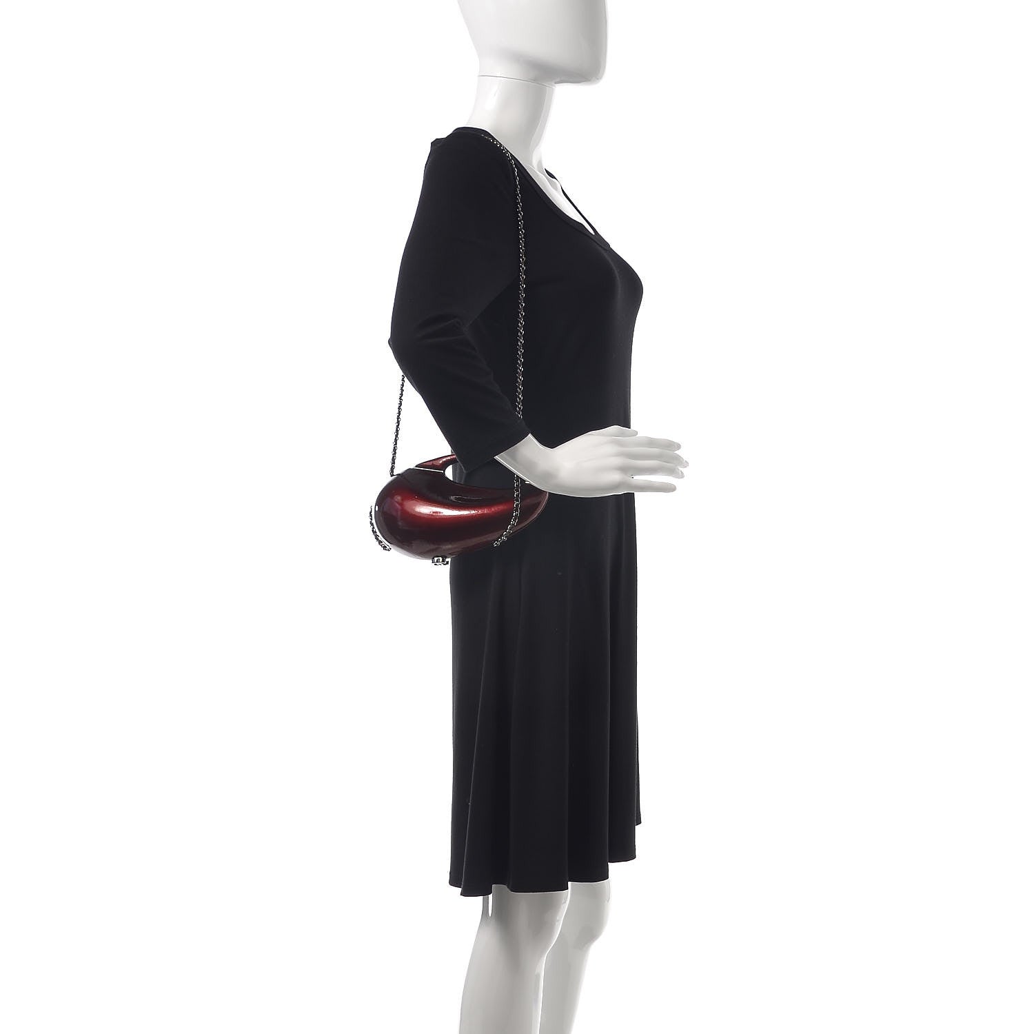 Chanel Patent Minaudiere Clutch Dark Bordeaux 2 of 8