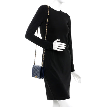 Chanel Caviar Quilted Boy Wallet On Chain WOC Navy 2 of 9