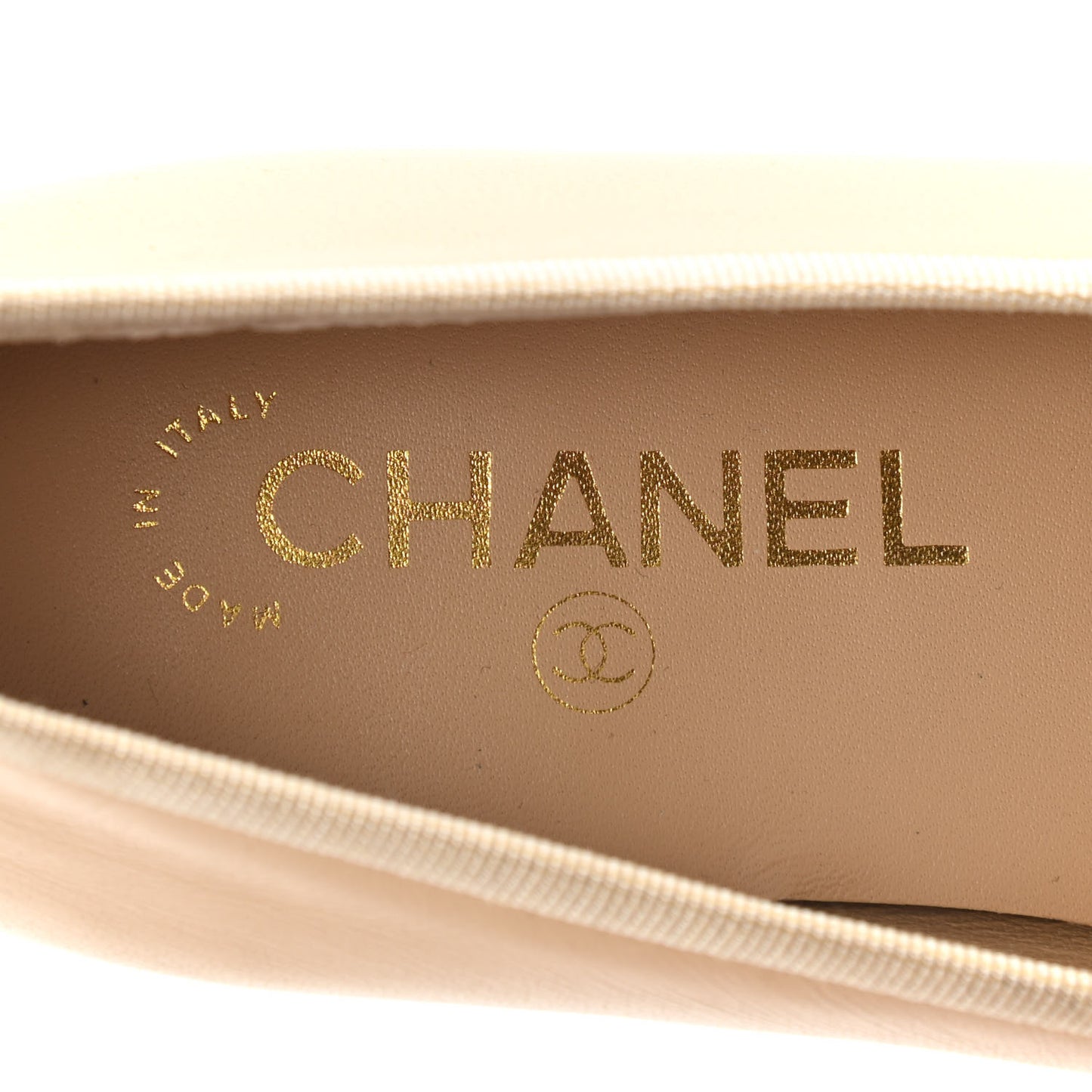 Lambskin Cap Toe CC Ballerina Flats 37.5 Beige Black