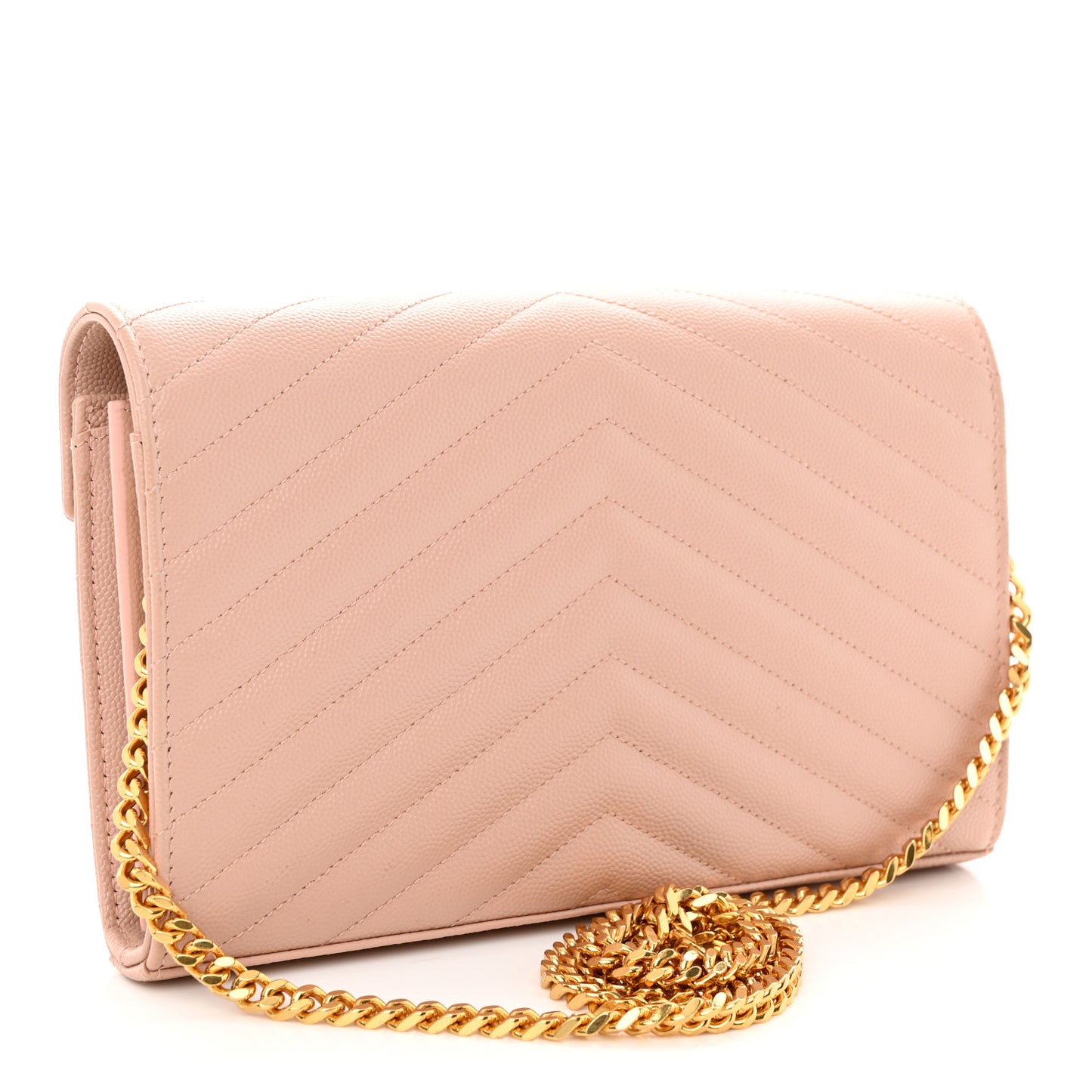 Grain De Poudre Matelasse Chevron Monogram Chain Wallet Pale Pink