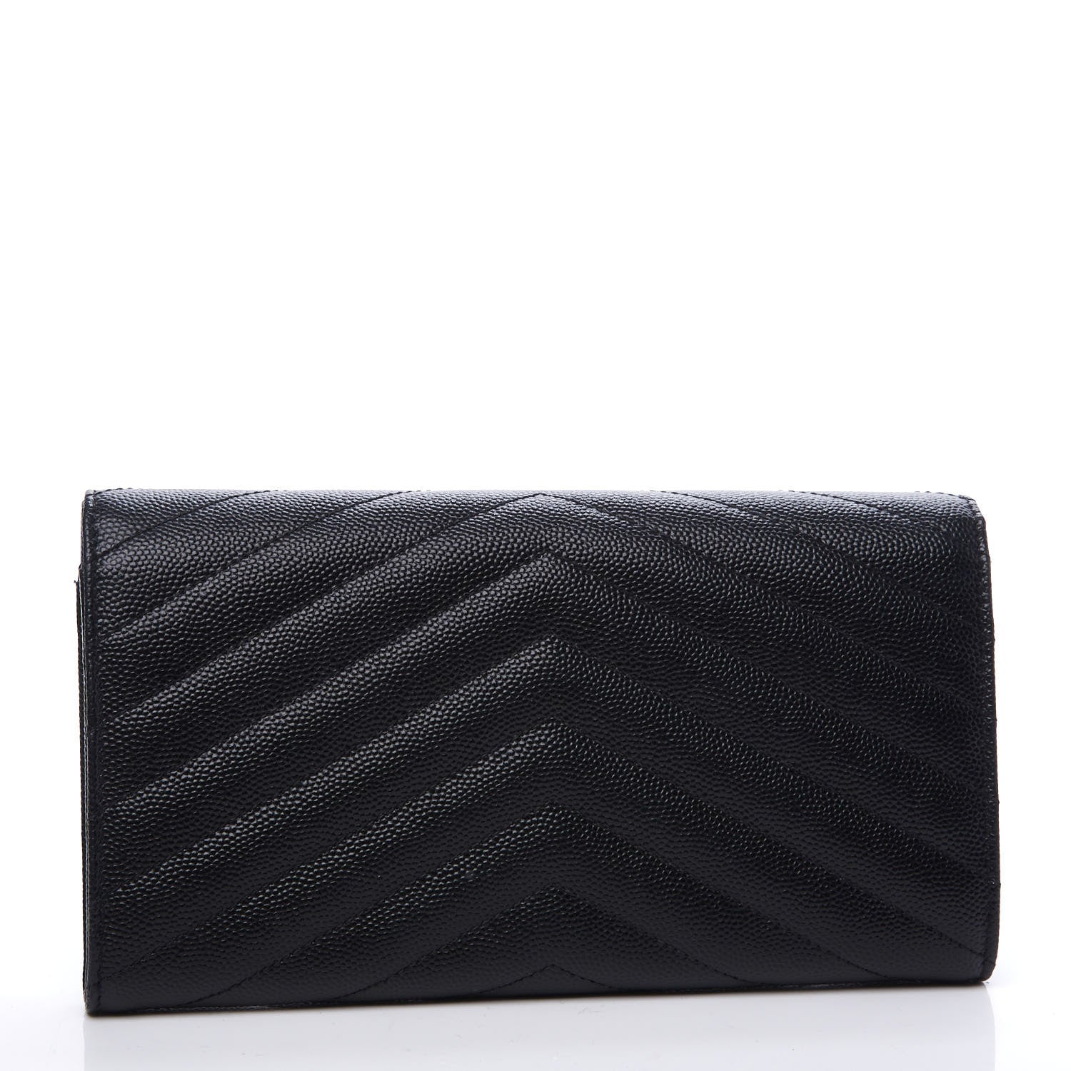 Saint Laurent Grain De Poudre Matelasse Chevron Monogram Flap Wallet Black 2 of 11