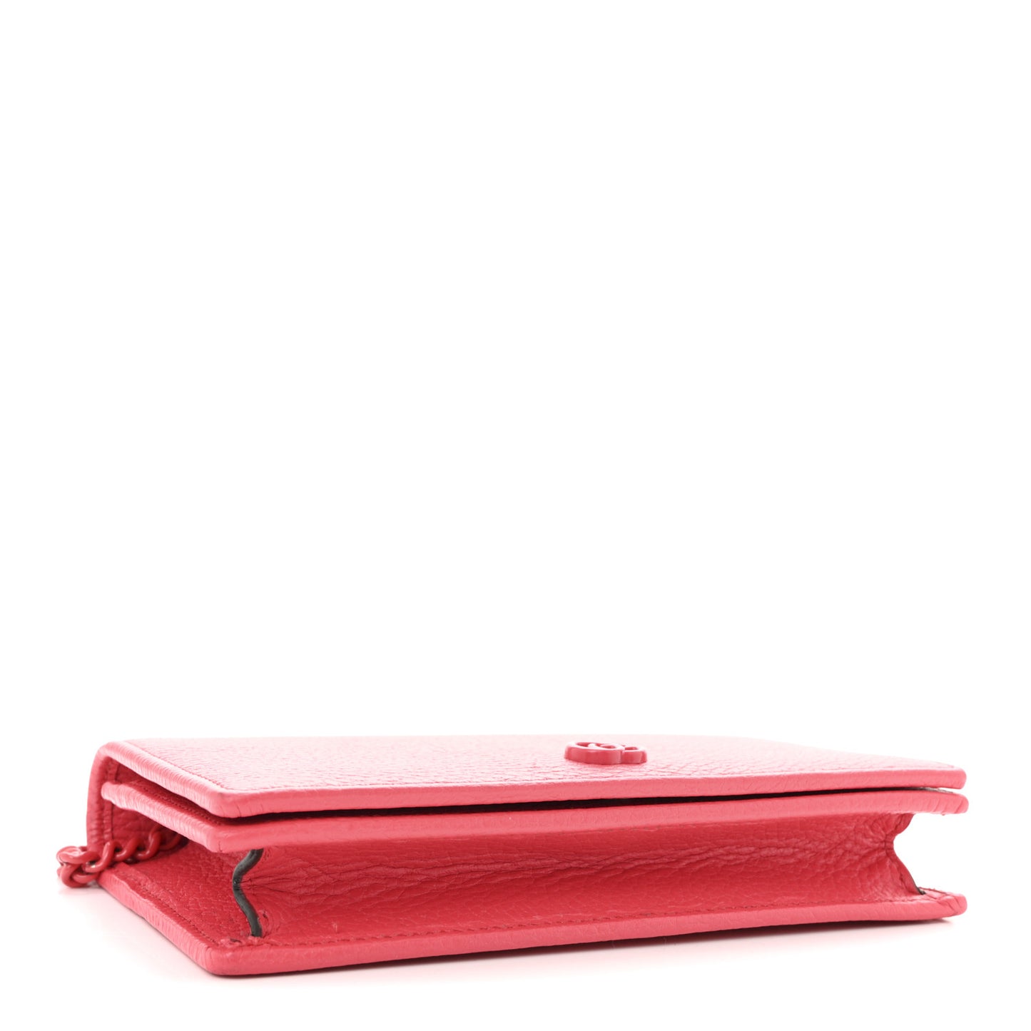 Dollar Calfskin Enamel Monochrome Mini GG Marmont Chain Wallet Runway Coral