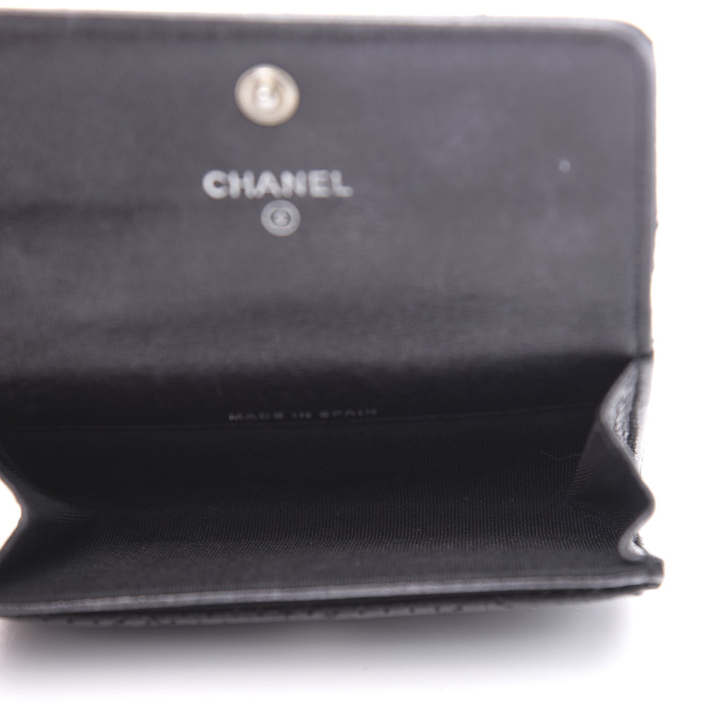 Lambskin Perforated Quilted Card Holder Grey