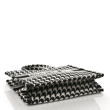 Christian Dior Canvas Macro Houndstooth Embroidered Medium Book Tote Black White 4 of 9