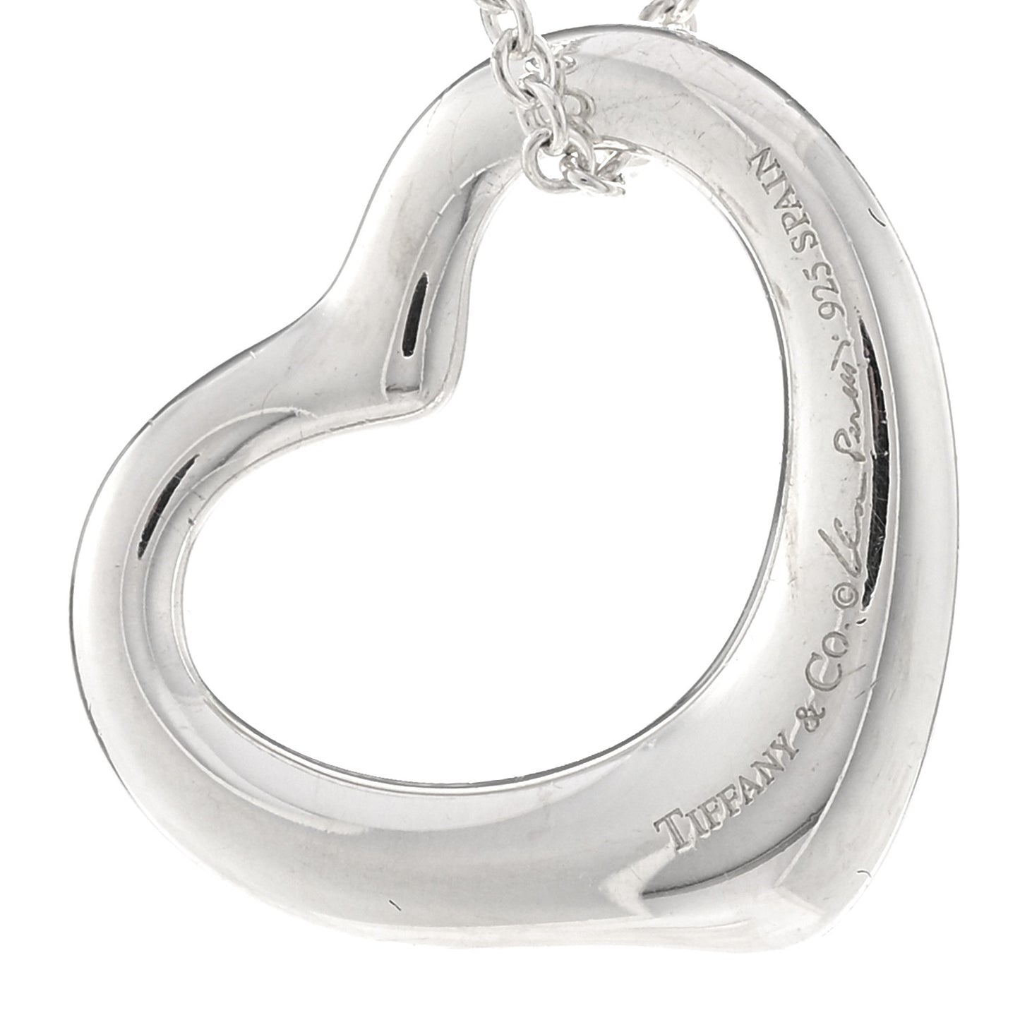 Sterling Silver 22mm Elsa Peretti Open Heart Pendant Necklace