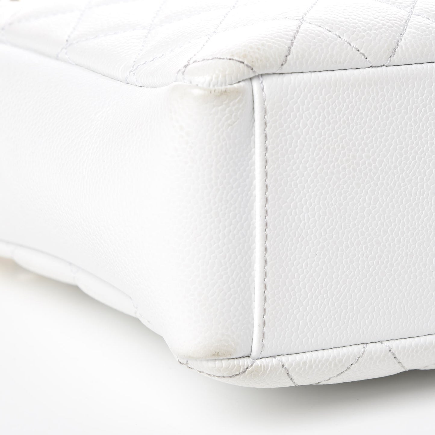 Caviar Quilted Petit Shopping Tote PST White