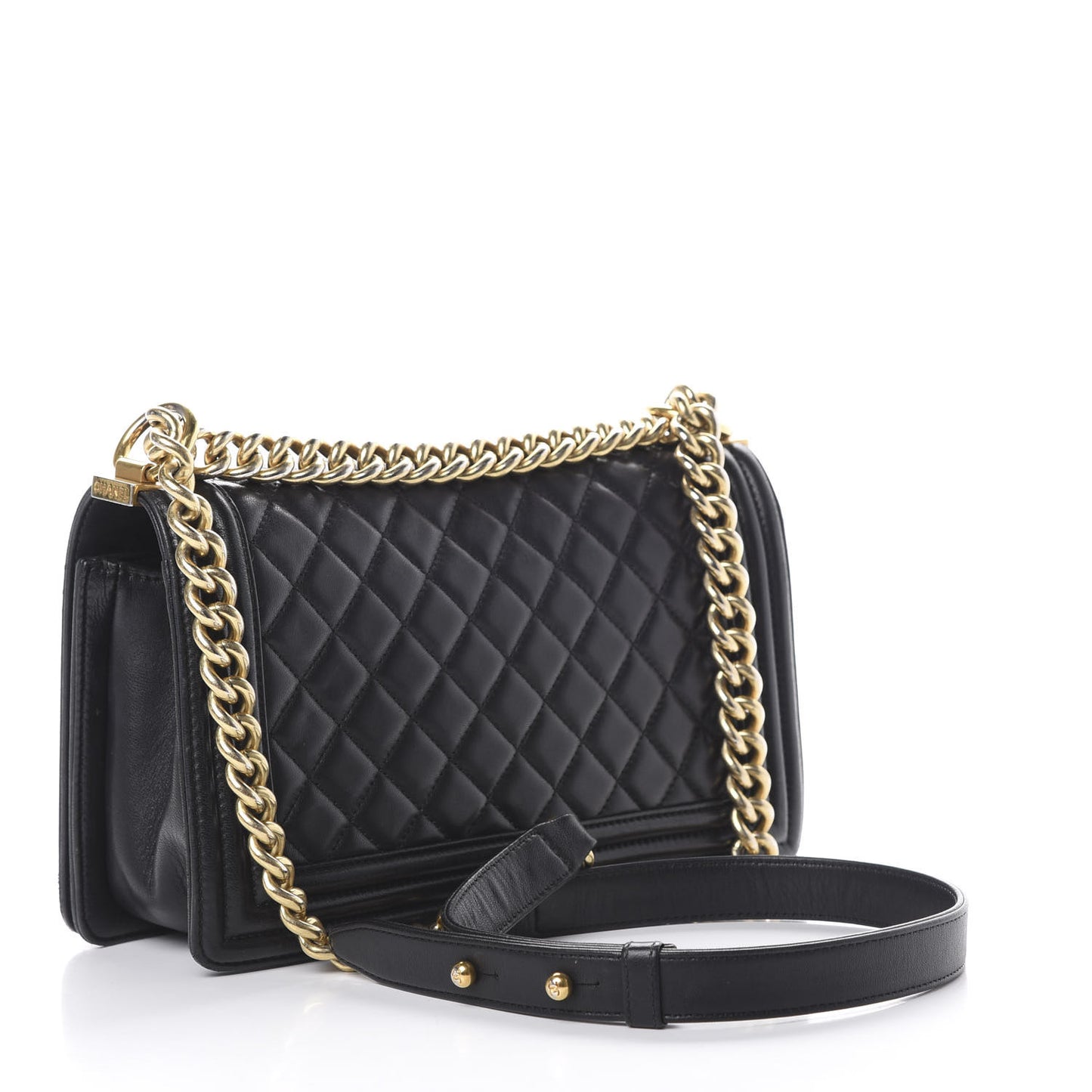 Lambskin Quilted Medium Boy Flap Black