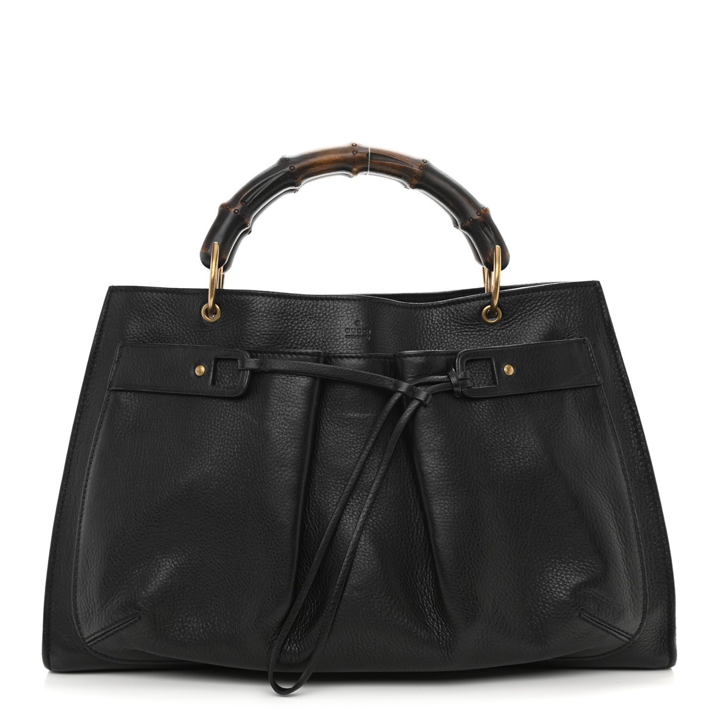 Calfskin Bamboo Handle Tote Black
