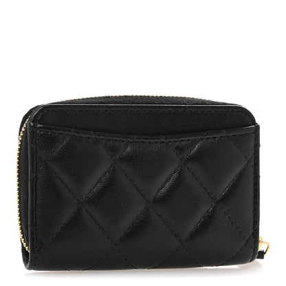 Chanel Lambskin Quilted Zip Coin Purse Black 3 of 9
