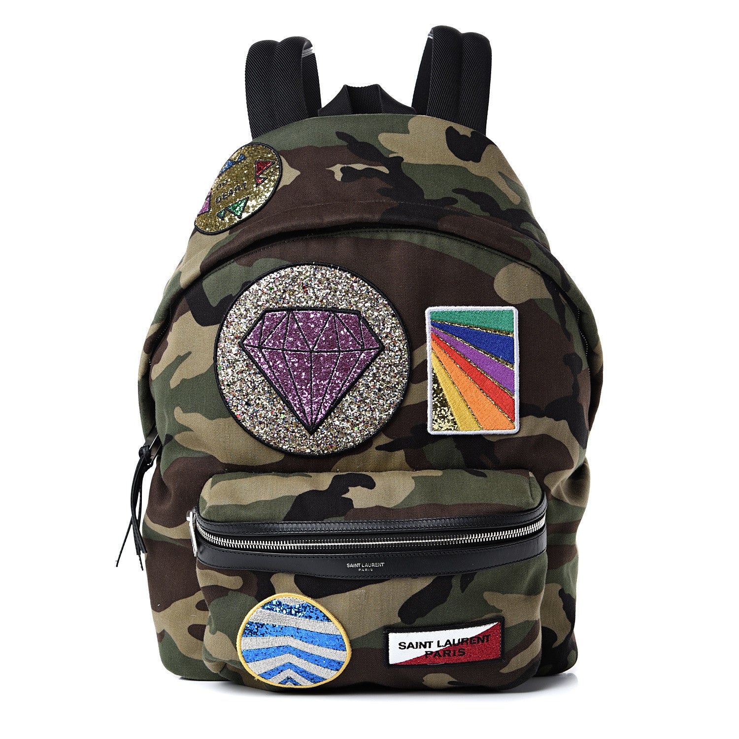 Saint Laurent Canvas Multi Patch City Backpack 1 of 11