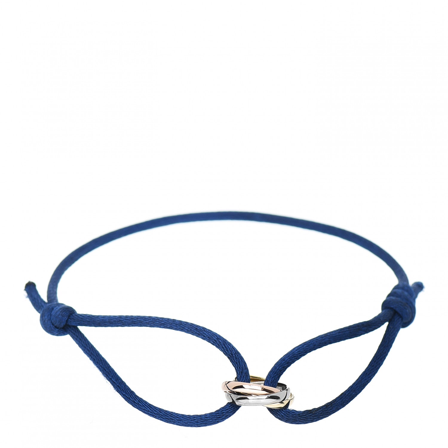 Cartier 18K Pink Yellow White Gold Trinity Adjustable Cord Bracelet Blue 1 of 3