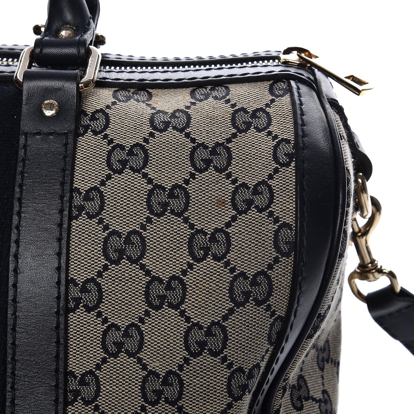 Monogram Selleria Calfskin Vintage Web Medium Boston Beige Blue