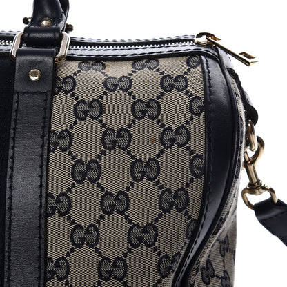 Gucci Monogram Selleria Calfskin Vintage Web Medium Boston Beige Blue 12 of 23