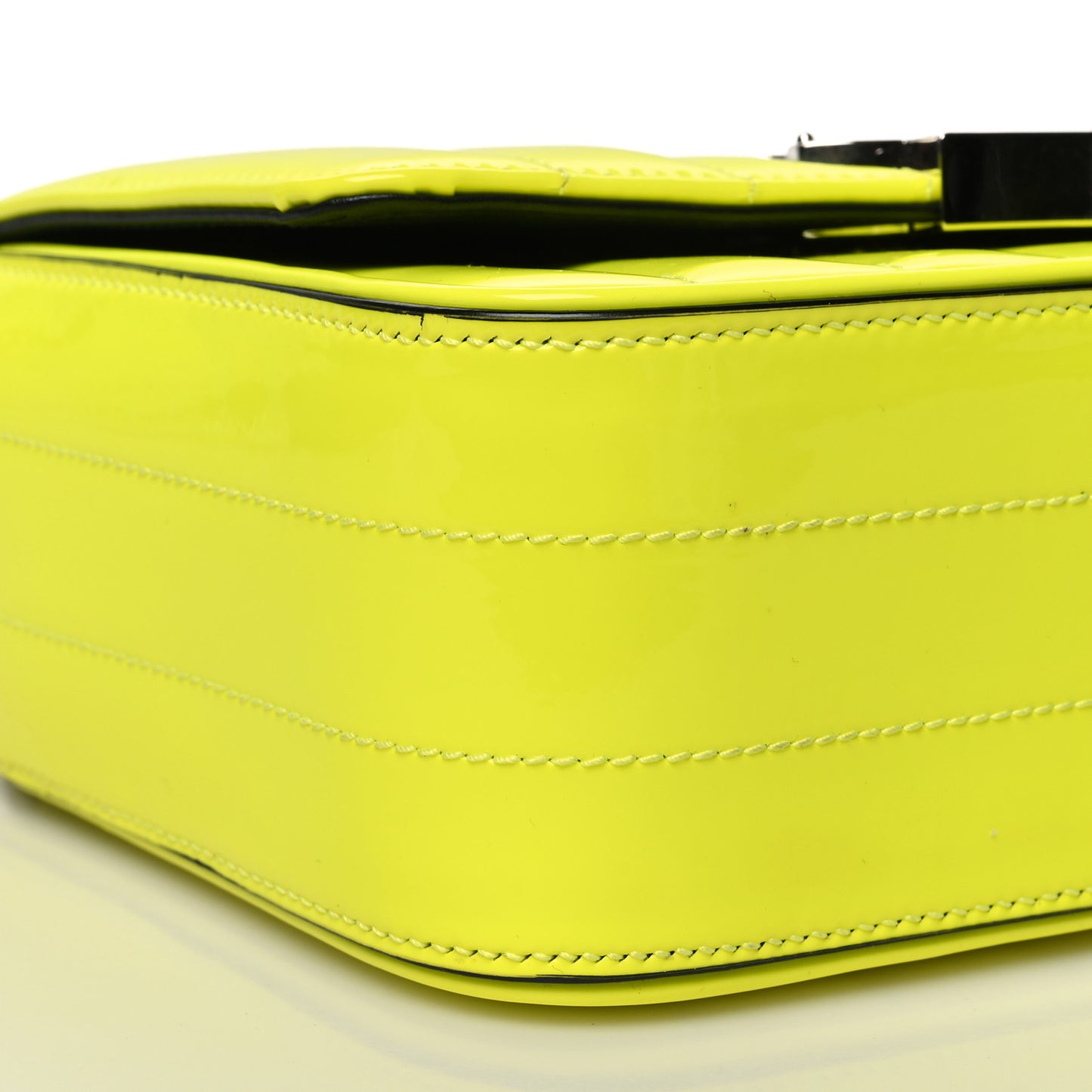 Patent Matelasse Monogram Small Vicky Chain Bag Neon Yellow