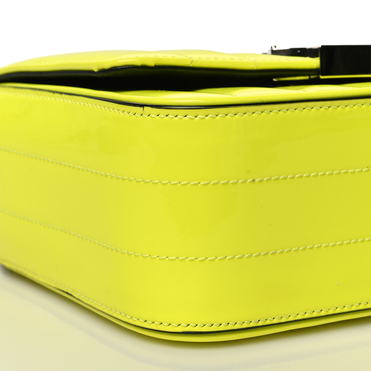 Saint Laurent Patent Matelasse Monogram Small Vicky Chain Bag Neon Yellow 9 of 12