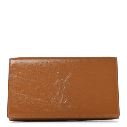Saint Laurent Textured Patent Calfskin Monogram Large Belle De Jour Clutch Beige 1 of 7
