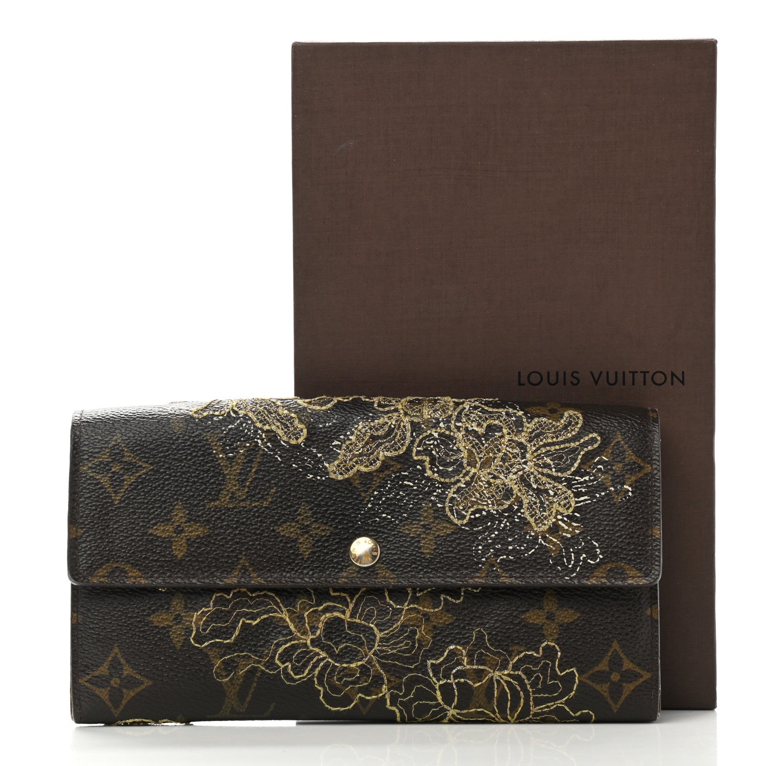 Louis Vuitton Monogram Dentelle Sarah Wallet Gold 9 of 9