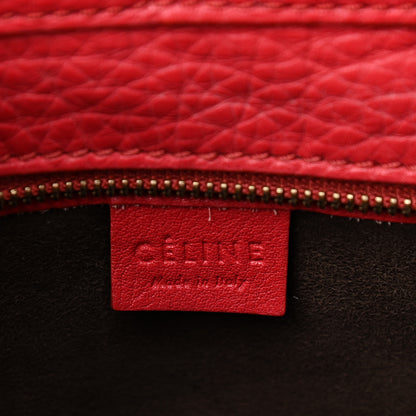 Celine Drummed Calfskin Nano Luggage Red 5 of 11