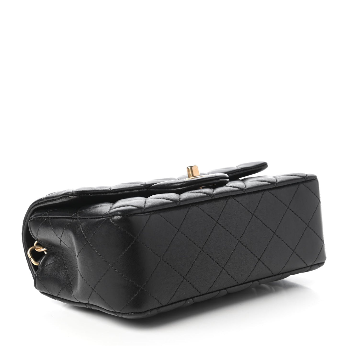 Lambskin Quilted Mini Rectangular Flap Black