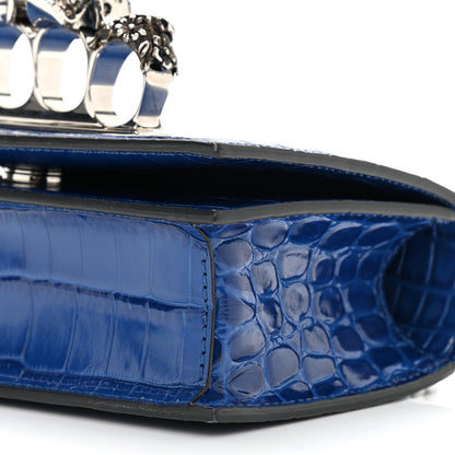 Alexander McQueen Calfskin Crocodile Embossed Knuckle Shoulder Bag Blue 11 of 12