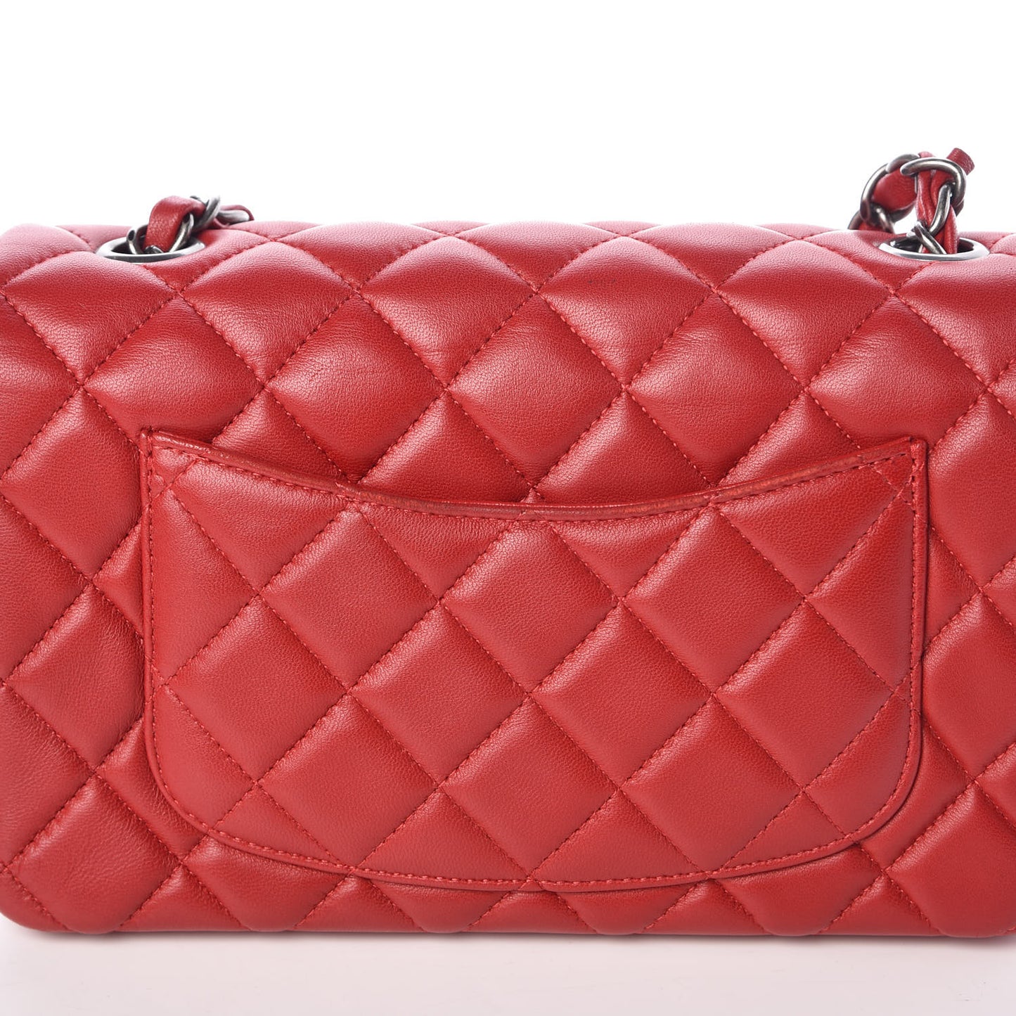 Lambskin Quilted Mini Rectangular Flap Red