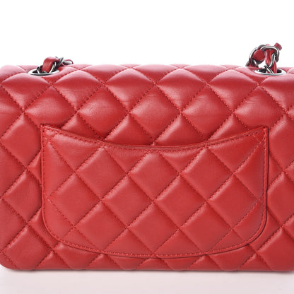 Chanel Lambskin Quilted Mini Rectangular Flap Red 8 of 9