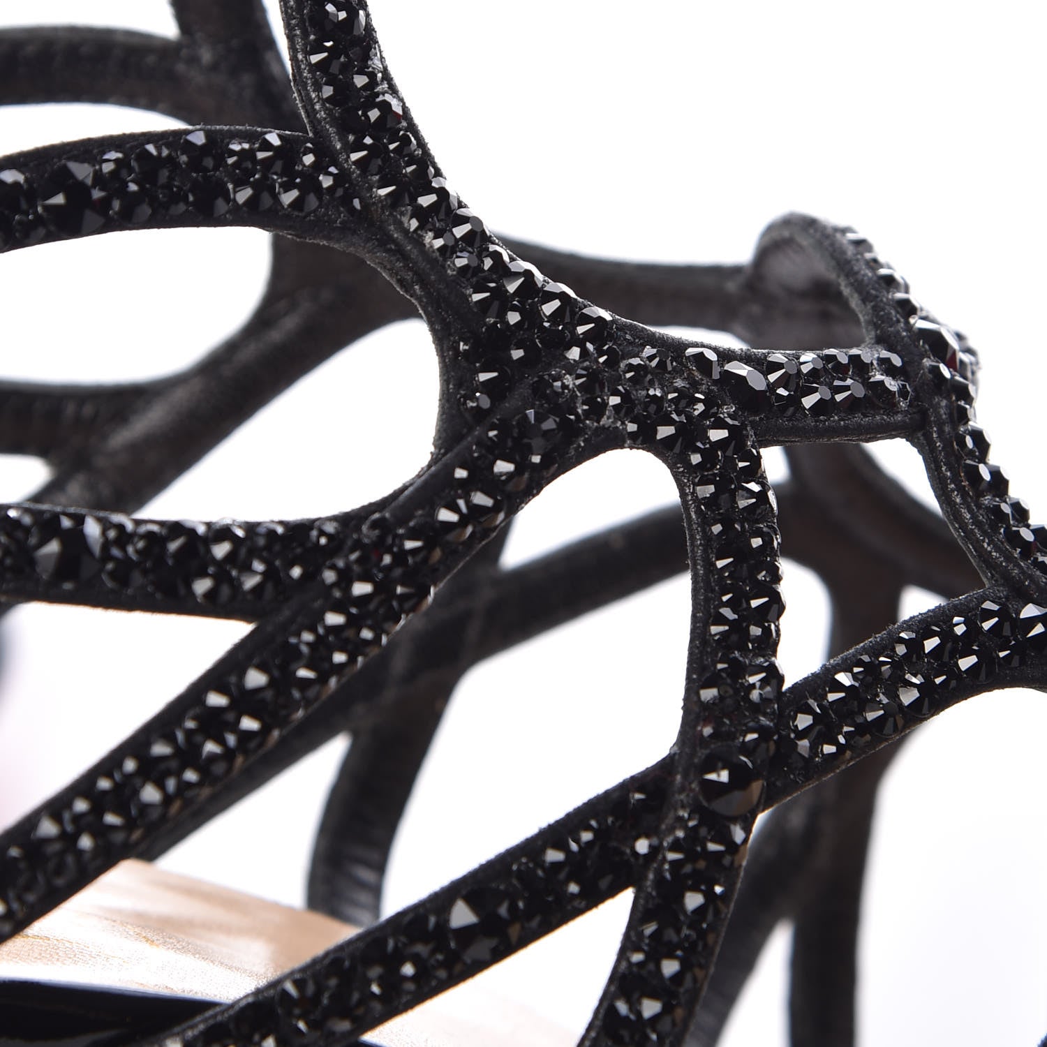 Christian Louboutin Strass Suede Patent Circonvolu 85 Sandals Heels 37.5 Version Black 8 of 11