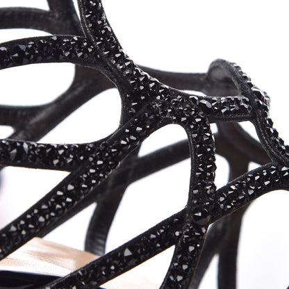 Christian Louboutin Strass Suede Patent Circonvolu 85 Sandals Heels 37.5 Version Black 8 of 11