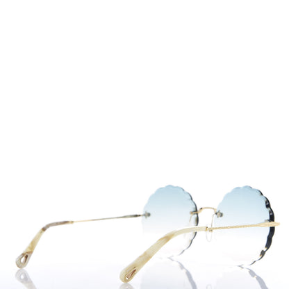 Chloe Rosie Bevelled Round Sunglasses CE142S Gold Gradient Blue 4 of 8
