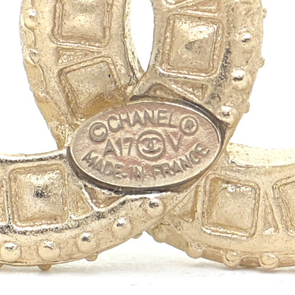 Chanel Crystal Timeless CC Earrings Light Gold 4 of 5
