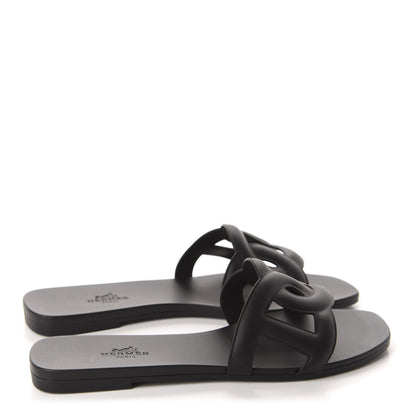 Hermes Rubber Aloha Sandals 37 Black 4 of 10