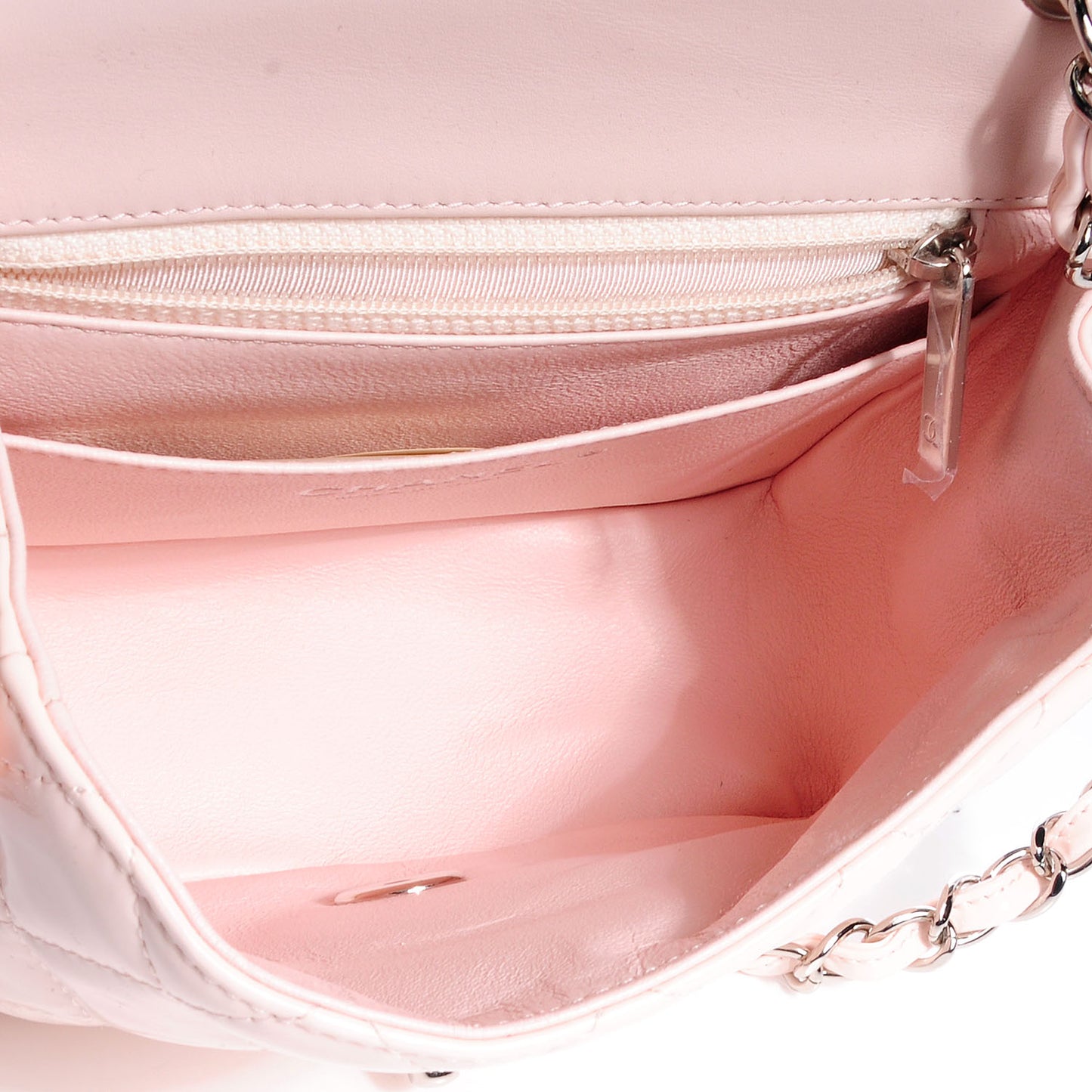Patent Quilted Mini Square Flap Light Pink