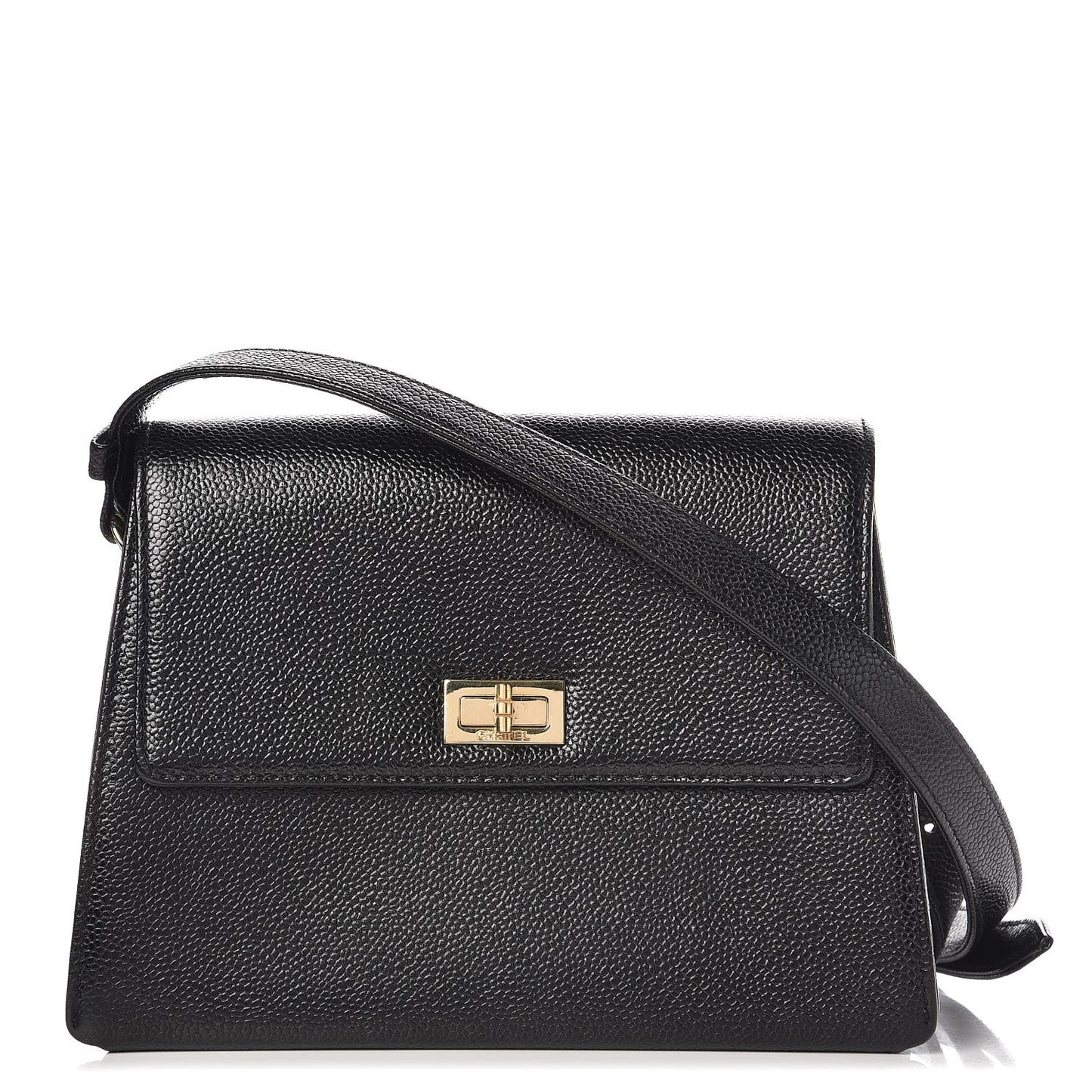 Caviar Mademoiselle Flap Shoulder Bag Black