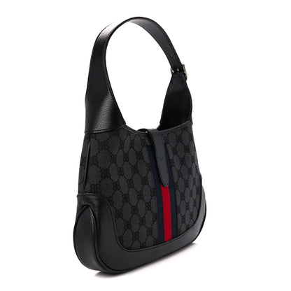 Gucci X BALENCIAGA BB Monogram Calfskin Web Small Jackie 1961 Hobo Black 4 of 11