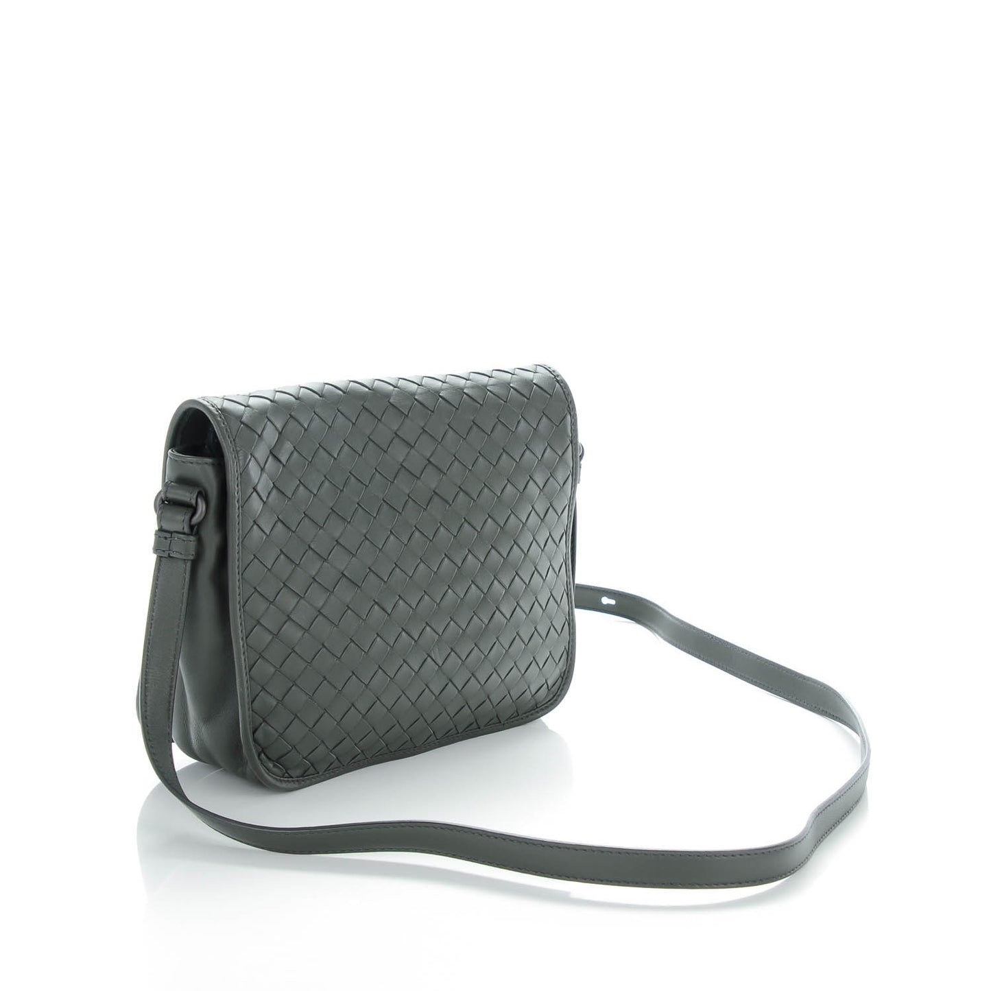 Nappa Intrecciato Small Flap Crossbody Grey