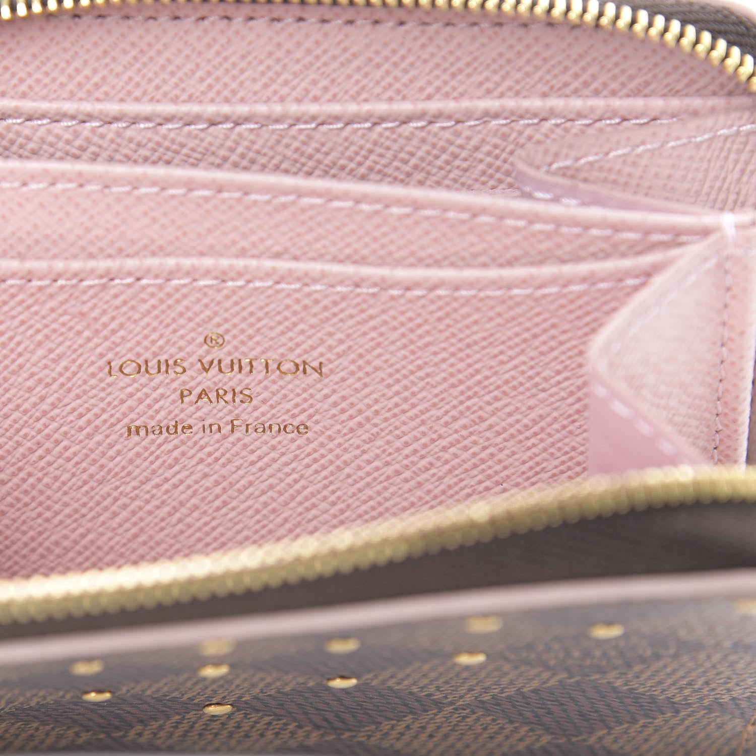 Louis Vuitton Damier Ebene Studded Zippy Coin Purse Rose Ballerine 6 of 7