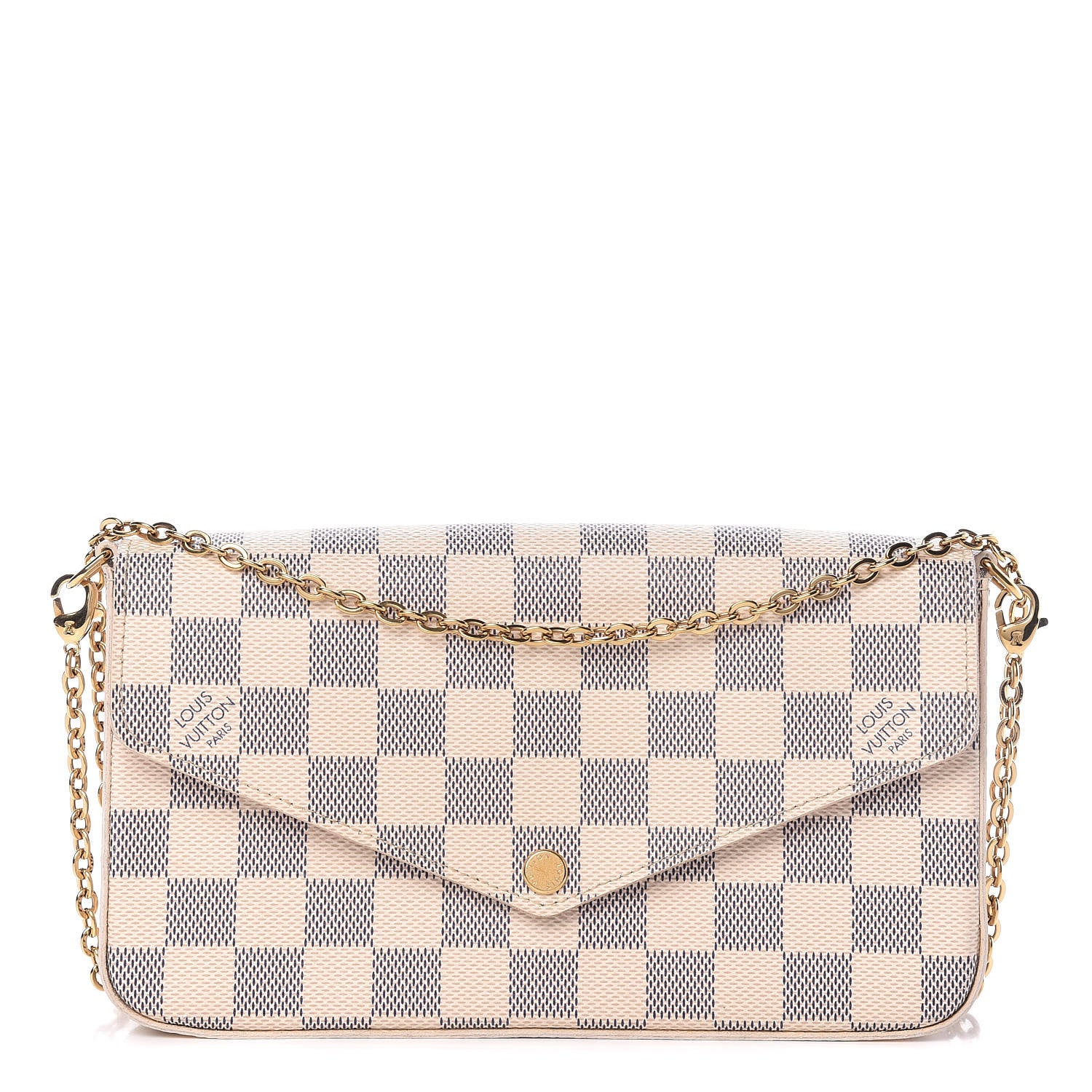 Louis Vuitton Damier Azur Pochette Felicie Chain Wallet Rose Ballerine 1 of 9