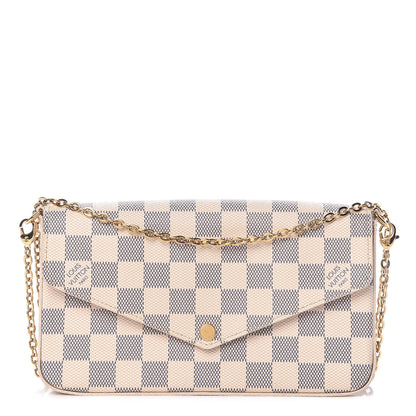 Louis Vuitton Damier Azur Pochette Felicie Chain Wallet Rose Ballerine 1 of 9