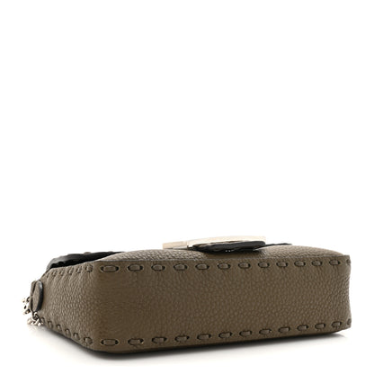 Fendi Cuoio Roma Sellerissima Nappa Sintetica Tape Stitch Mini Baguette Argento 4 of 11