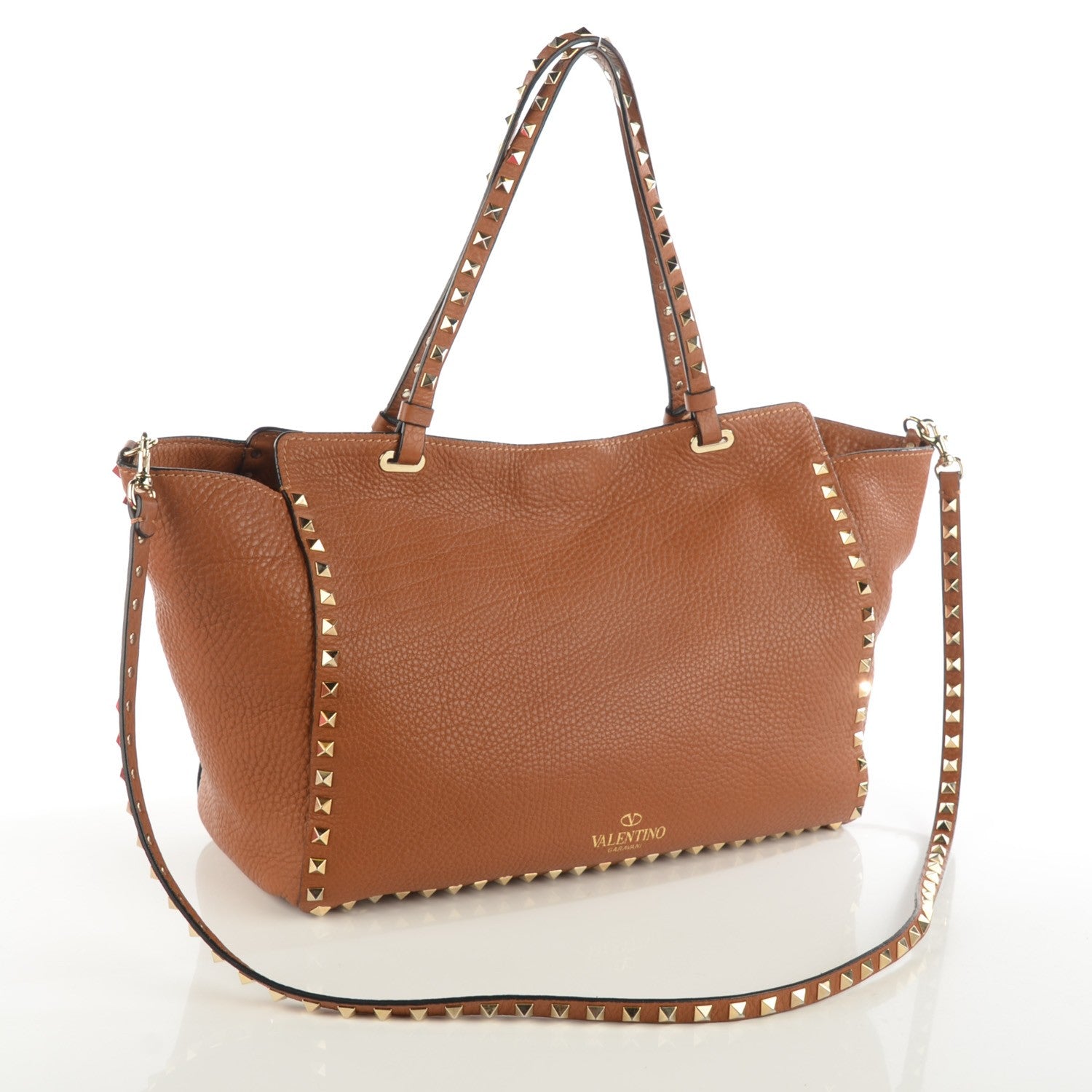 Valentino Garavani Pebbled Calfskin Medium Rockstud Tote Light Cuir 3 of 8