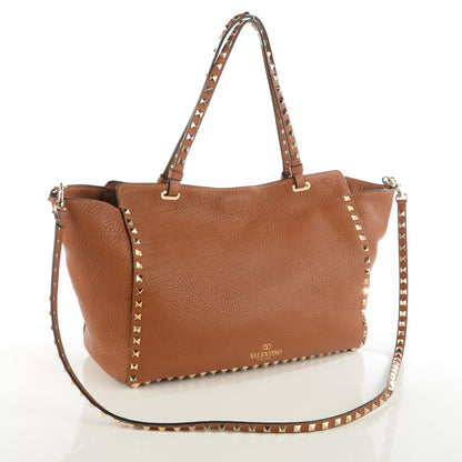 Valentino Garavani Pebbled Calfskin Medium Rockstud Tote Light Cuir 3 of 8
