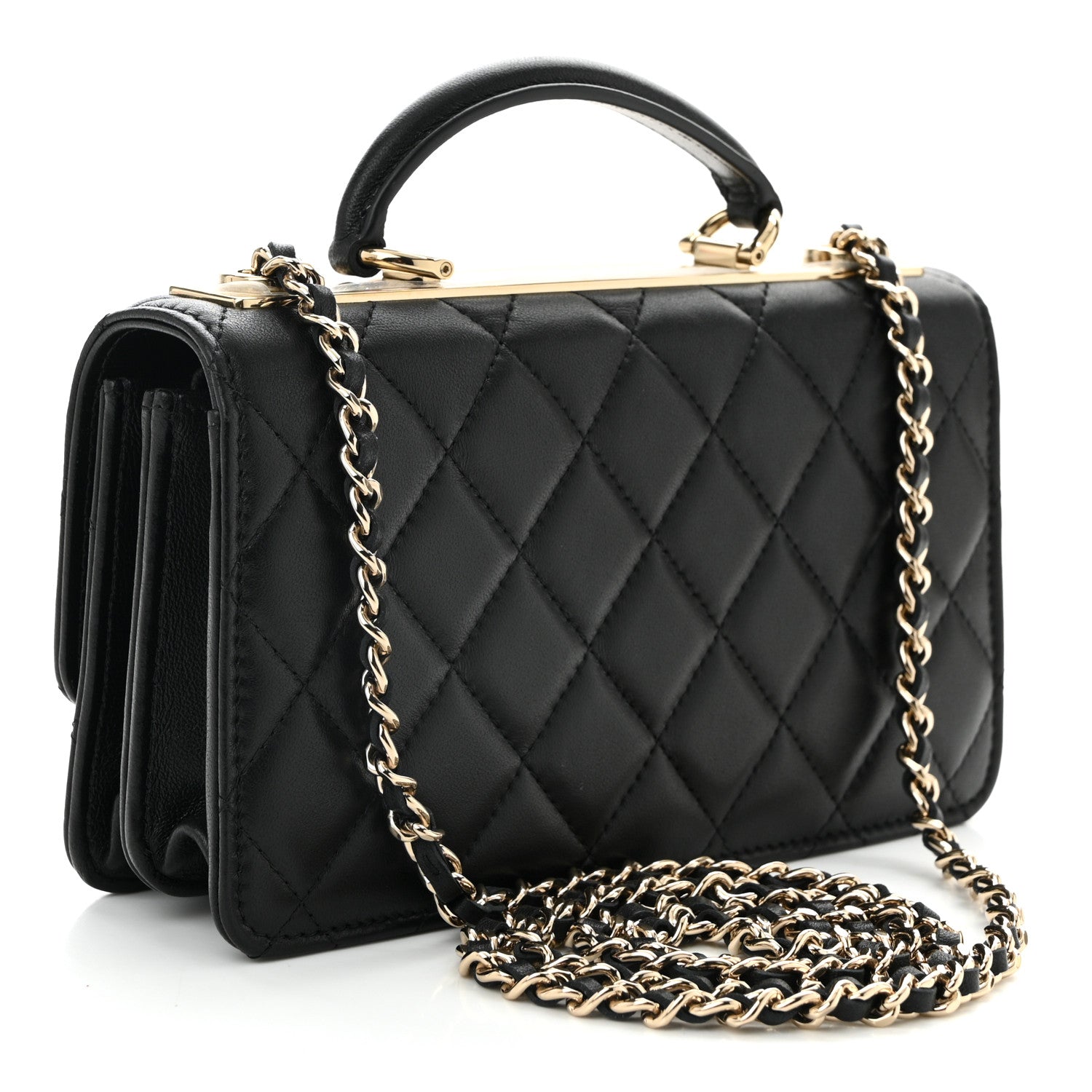 Chanel Lambskin Quilted Trendy CC Dual Handle Clutch With Chain  Black 2 of 10