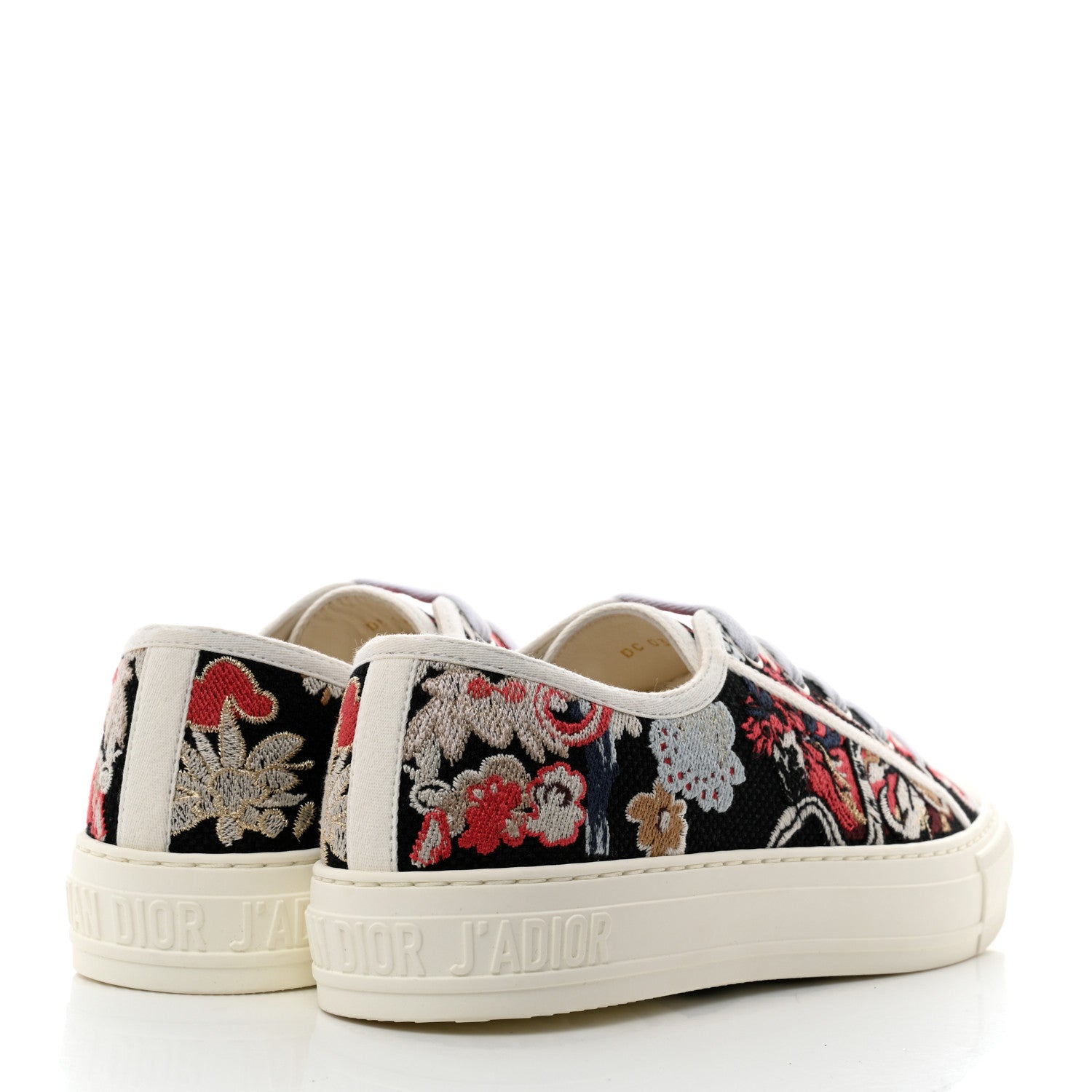 Christian Dior Cotton Floral Pop Embroidered Walk'N'Dior Low Top Sneakers 39 Red Multicolor 4 of 9