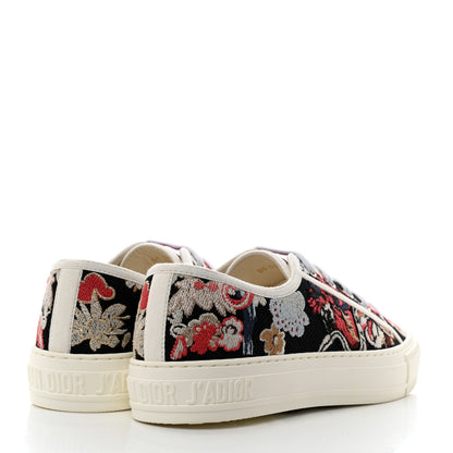 Christian Dior Cotton Floral Pop Embroidered Walk'N'Dior Low Top Sneakers 39 Red Multicolor 4 of 9